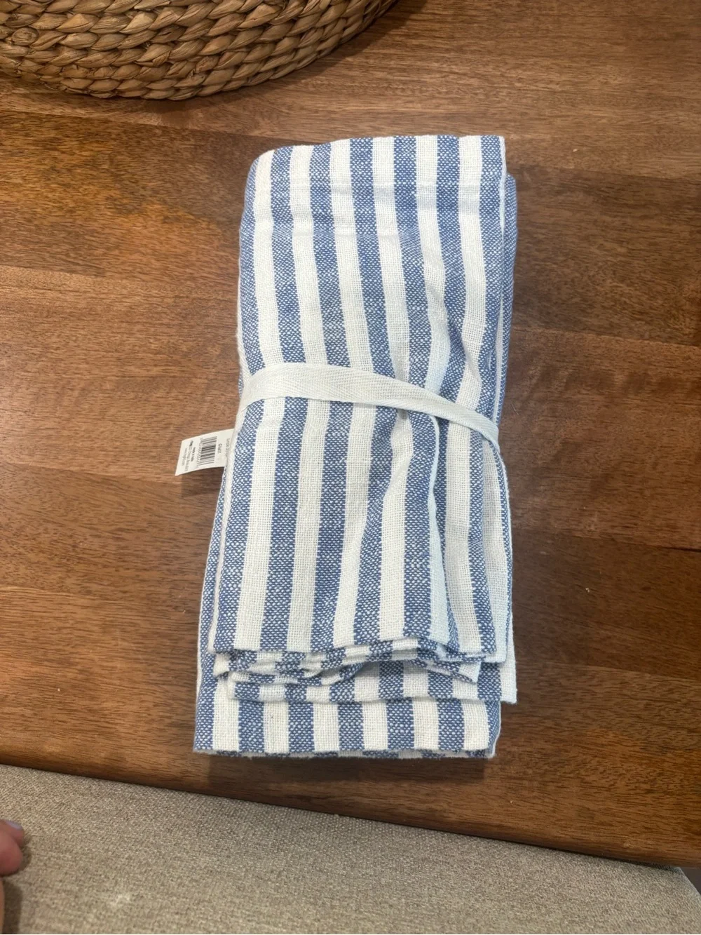 Striped Blue & White Set of 4 Napkins